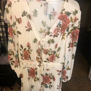 Floral White Dress Size L